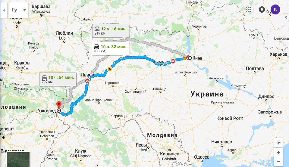 Маршрут Такси Киев Ужгород