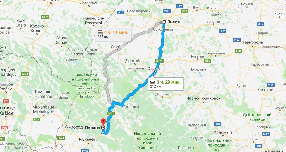 карта такси Поляна Львов
